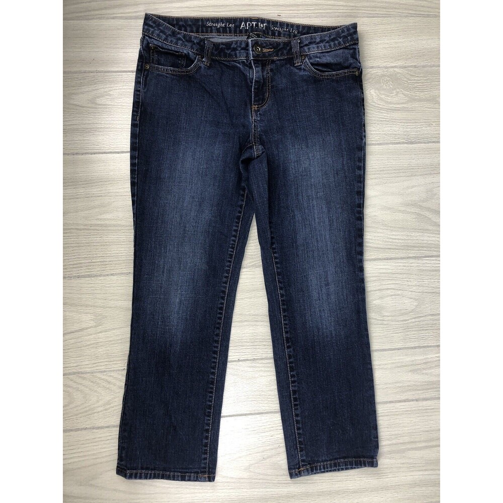 Apt 9 Women's Modern Fit Straight Leg Jeans Size 8 Distressed Wash